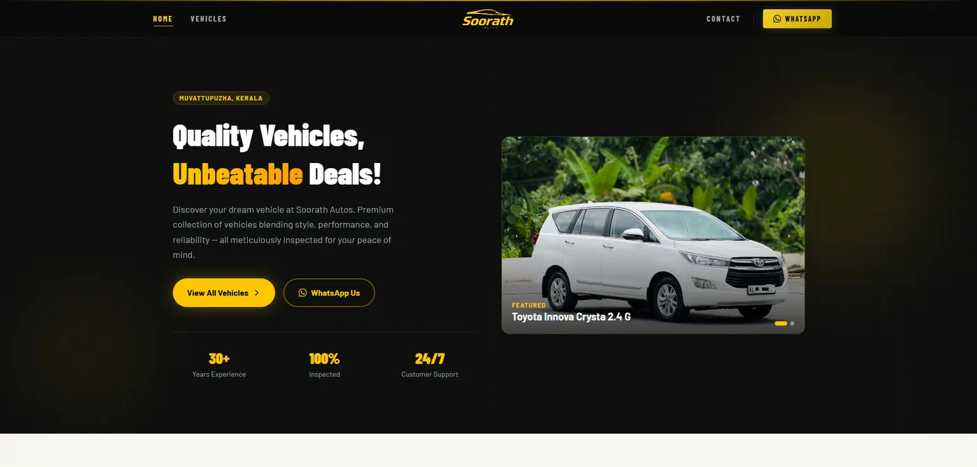Soorath Autos — the showroom's website, live
